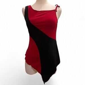 Black and Red Asymmetrical Y2k Top One Shoulder Sz Small Alt Going Out Party